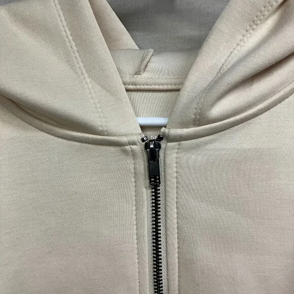 A New Day Women's Large Cream Double Knit Full Zip Hoodie Sweatshirt Long Sleeve - Picture 6 of 10